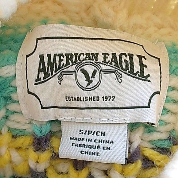 VTG Y2K AMERICAN EAGLE BOHO DAISY WOOL BLEND  OVERSIZED SWEATER WOMANS SP - Picture 4 of 4